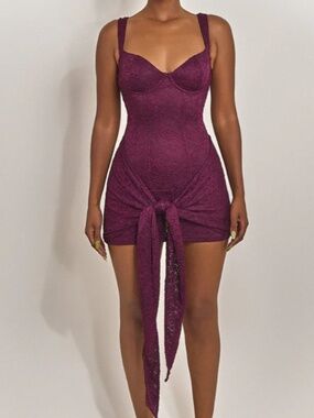 Mars The Label - TIE FRONT LACE MINI IN PLUM